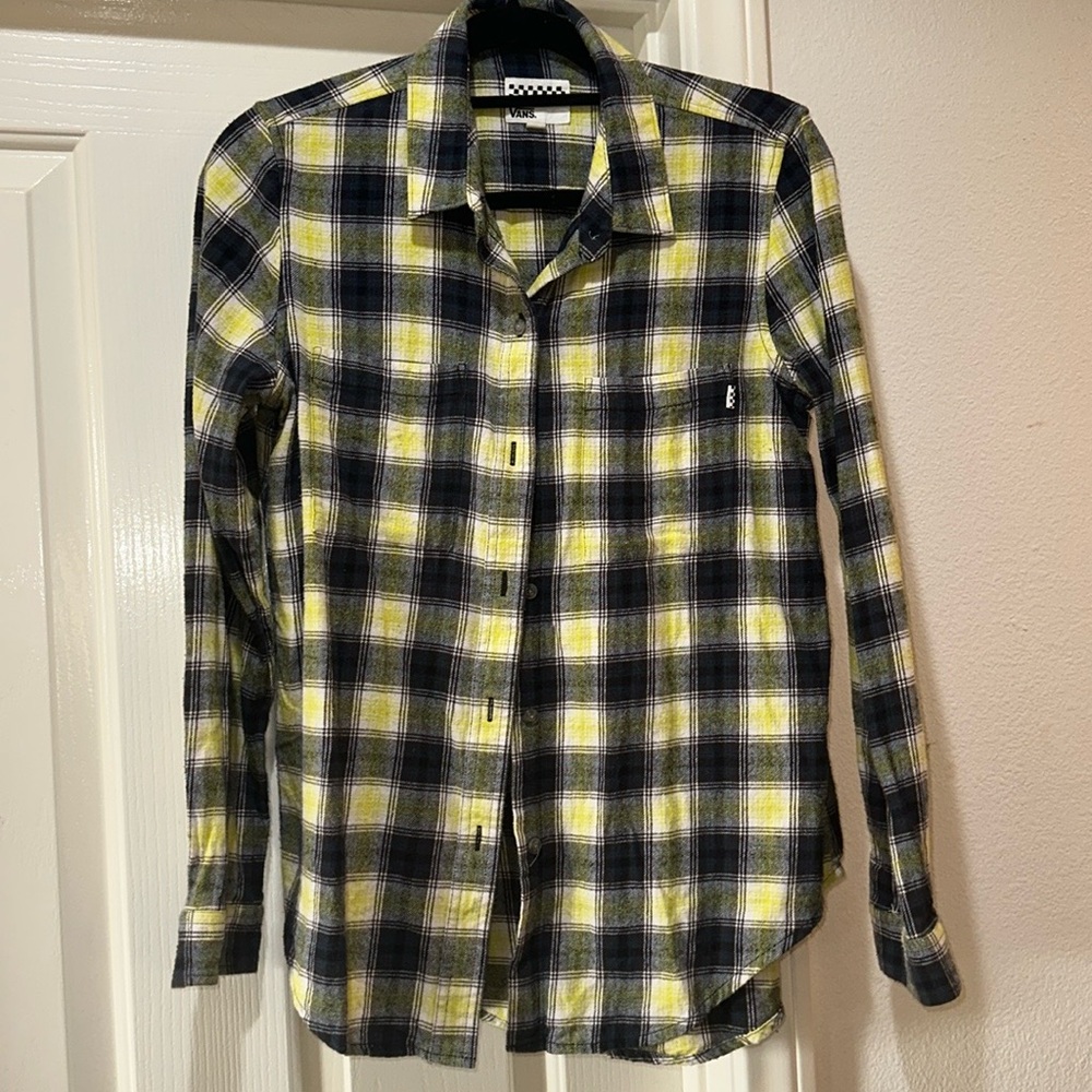 VANS ladies button down Plaid Shirt - Yellow and Black